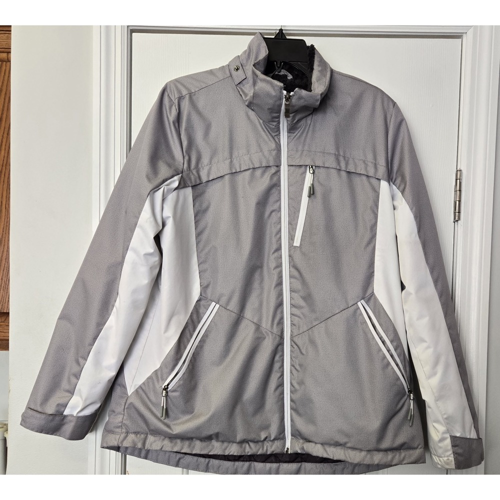 ZeroXposur Grey White Full Zip Fleece Lined Winter Ski Jacket Large